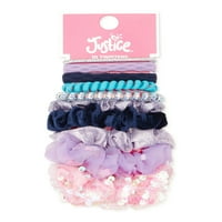 Justice Girls Asseted Reytail kravate, zavojnice i Twisters Set za kosu, ljubičasta