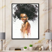 Dizajnerska umjetnost portret afroameričke žene Moderni uokvireni zidni otisak na platnu