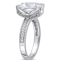 2- Carat T.G.W. Stvoren bijeli safir i dijamant 10K zaručnički prsten od bijelog zlata
