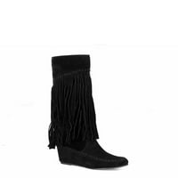 Nature Breeze Fringe ženske čizme mokasina u crnoj boji