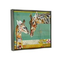 Stupell Industries dragulja obitelji s žirafa slojevitim divljim životinjama Kolaž za životinje grafičko umjetnost