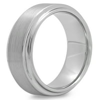 Muški titan saten i visoki poljski koračni rub vjenčanja - muški prsten