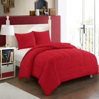 Pop Shop Pop Shop Solid Cortters Nazad na fakultet Red Solid Print Polyester Poliester Comforters, Twin-XL, pranje