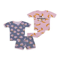 Pidžama Set za spavanje za djevojčice Majice kratkih rukava hlače i kratke hlače 4 komada veličine od 12m do 5t