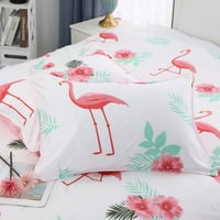 3-komad brušenog mikrovlakanog pokrivača s poklopcem jastuka sramota posteljina set bijela+ptica puna