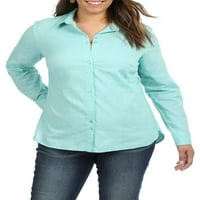 Ženska košulja veličine plus s dugim rukavima s dvostrukim gumbima