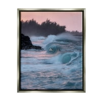 Stupell Industries Rolling Ocean Waves Sunset Fotografije Sjaster siva plutajuća uokvirena platna Umjetnost tiska,