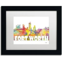 Zaštitni znak likovna umjetnost 'Fort Worth Texas Skyline mclr-2' platno umjetnost Marlene Watson, White Matte,