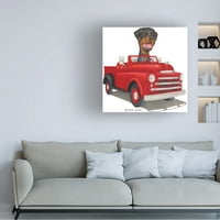 Danny Gordon Art 'Rottweiler u crvenom kamionu' platno