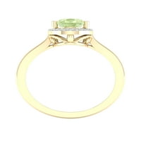 Imperijalni dragulj 10k žuto zlato Kruška izrezano zeleno ametist ct tw dijamant Halo Ženski prsten