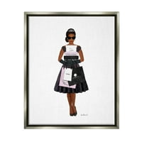 Stupell Glam Brand Fashion Shopping Woman Beauty & Moshion slikanje sivi floater uokvireni umjetnički print zid