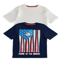 Način proslave dječaka grafički patriotska majica s kratkim rukavima, 2-pack, veličina 4- & Husky