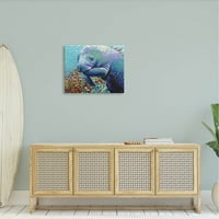 Stupell Industries podvodni manatee impresionistička galerija zamotana platna za tisak zidne umjetnosti, dizajn