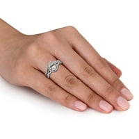 Miabella Ženska 3-karat T.G.W. Ovalno rezani i okrugli kubični cirkonij sterling srebrni crossover zaručnički prsten