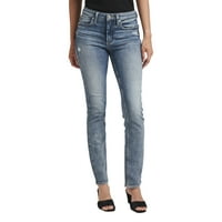 Silver Jeans Co. Ženske najtraženije traperice s ravnim nogama srednjeg uspona, veličine struka 24-36