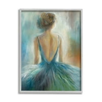 Stupell Industries Ballet Girl Plava narančasta figura slika uokvirena umjetnička print zidna umjetnost, 24x30,