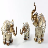 Set Feng Shui Gold Elephant Obiteljski status bogatstvo figurice Darova dekor kuće BN33025