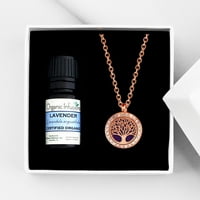 Difuzor ulja za aromaterapiju s kristalnom ogrlicom i poklon setom esencijalnih ulja-ogrlica od ružičastog zlata