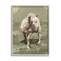 Stupell Industries impresionističke proljetne ovce ispaša travnato poljoprivredno polje, 14, koju je dizajnirala