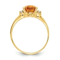 Primalno zlato karatno žuto zlato 9x ovalni citrin i vs dijamantni prsten