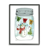 Stupell Industries Joy Text Snowman božićno drvce svjetla Country Jar, 30, dizajn Livi Finn
