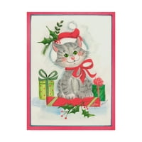 Zaštitni znak likovna umjetnost 'Siva božićna mačka' platno umjetnost Beverly Johnston