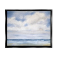Stupell Industries mirni valovi na plaži Ocean Scenerys slikanje Jet Black Floating Frated Canvas Umjetnost tiska,