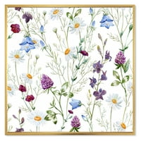 DesignArt 'Wildflowers Clover Bell and Chamile I' Tradicionalno uokvireno platno zidne umjetničke tiska