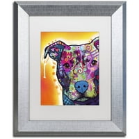 Zaštitni znak likovna umjetnost srce u pit bull platno umjetnost Deana Russoa, bijelog mat, srebrnog okvira