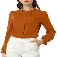 Jedinstvene ponude ženskog šifona štand ogrlica ruffled trim radna bluza bluza