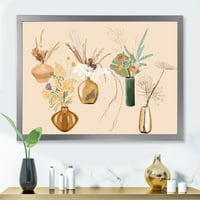 DesignArt 'zlatne vaze s buketima divljih cvjetova III' tradicionalni uokvireni umjetnički tisak