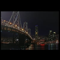 Osvijetljeno San Francisco Oakland Bay Bridge platno zidna umjetnost 15.75 23.5