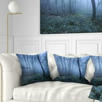 Dizajn staza kroz plavu jesensku šumu - pejzažni jastuk za bacanje fotografija - 16x16