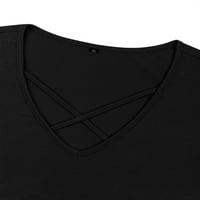 Ženska majica s križnim izrezom u obliku slova M. Plus size, tunika kratkih rukava, Casual bluza za žene