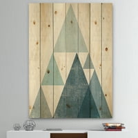 DesignArt 'plavi minimalni trokut iii' Moderni tisak iz sredine stoljeća na prirodnom borovom drvetu